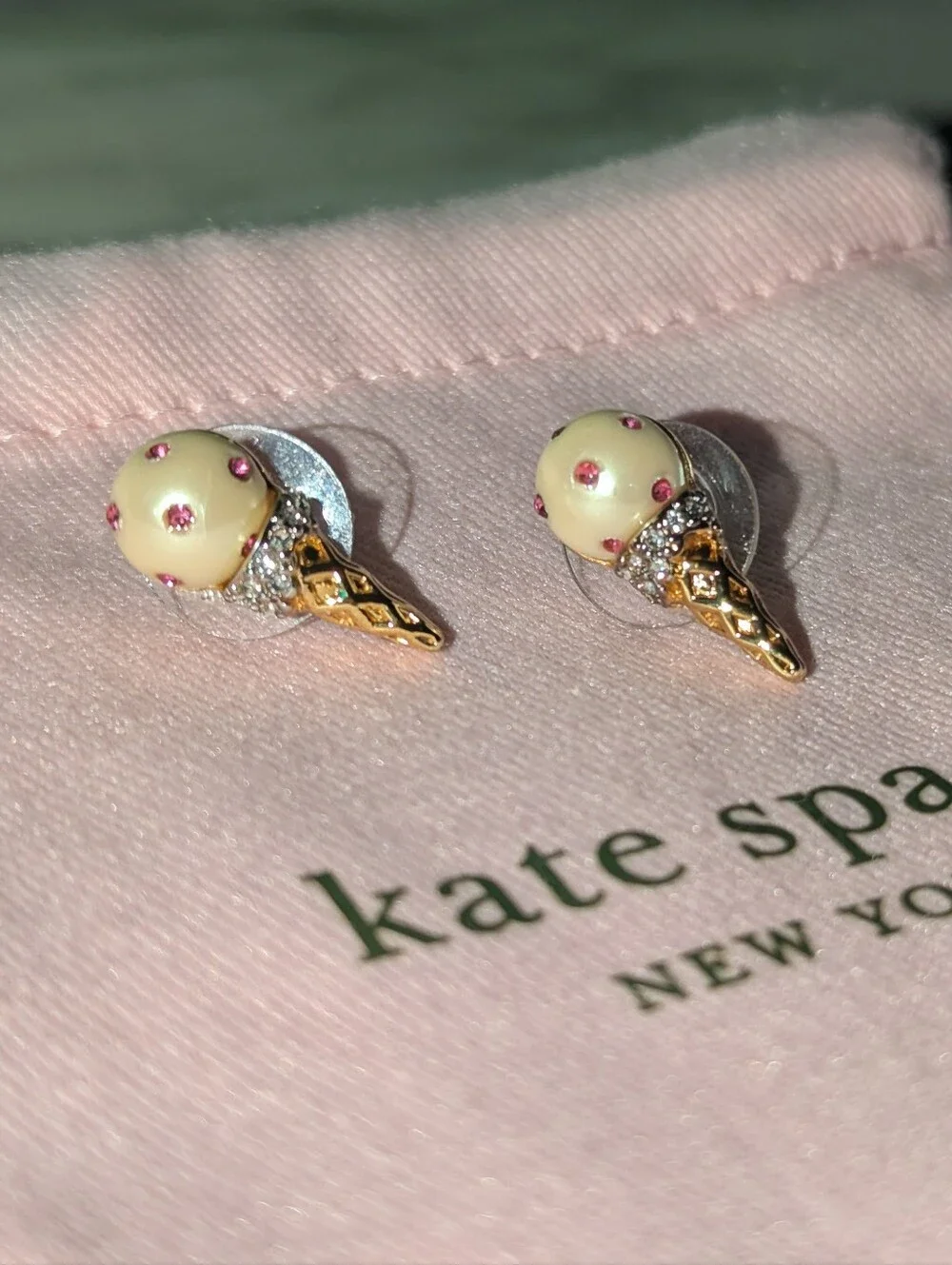 Kate Spade Carnival Nights Ice Cream Cone Stud Earrings - EUC in dust bag